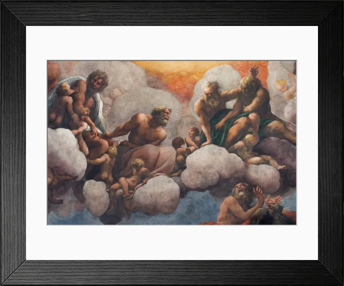 Framed Print : Allegri Antonio known as Correggio, The Vision of St John the Evangelist, the Evangelists and the Doctors of the Church, 1520 - 1524, 16th Century, fresco, Italy, Emilia Romagna