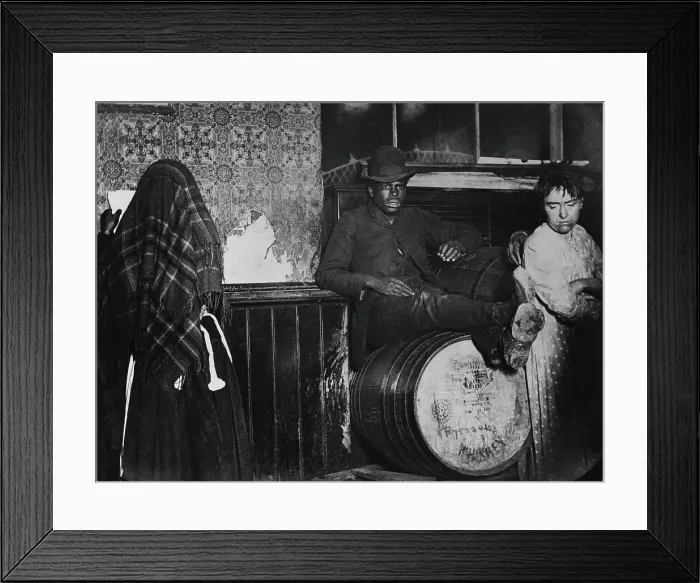 Framed Print : A BLACK AND TAN DIVE IN AFRICA, by Jacob Riis, c. 1889