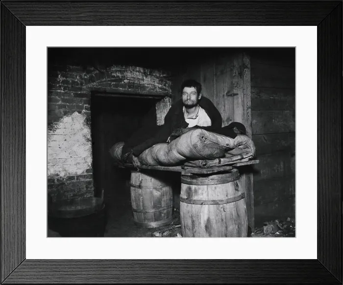 Framed Print : THE MAN SLEPT IN THIS CELLER FOR FOUR YEARS, by Jacob Riis, 1890