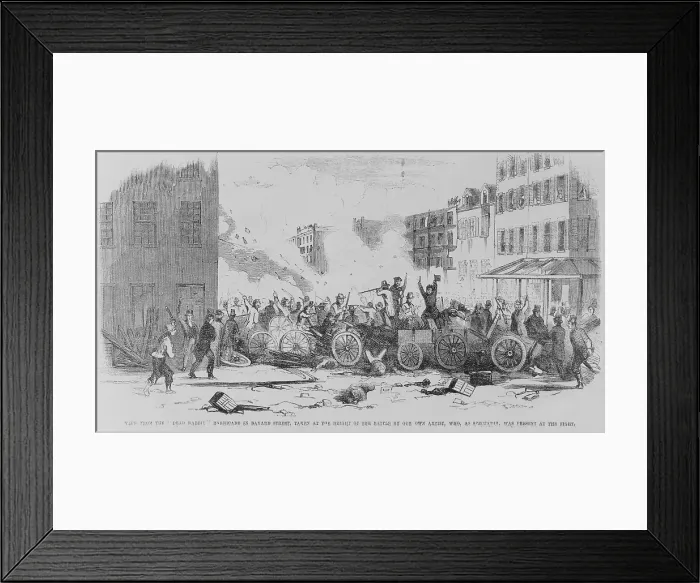 Framed Print : July 4, 1857 battle on Bayard Street of the Irish gang, the Dead Rabbits, against the Bowery Boys, a nativist, anti-Catholic, and anti-Irish gang Framed Print : July 4, 1857 battle on Bayard Street of the Irish gang, the Dead Rabbits, against the Bowery Boys, a nativist, anti-Catholic, and anti-Irish gang