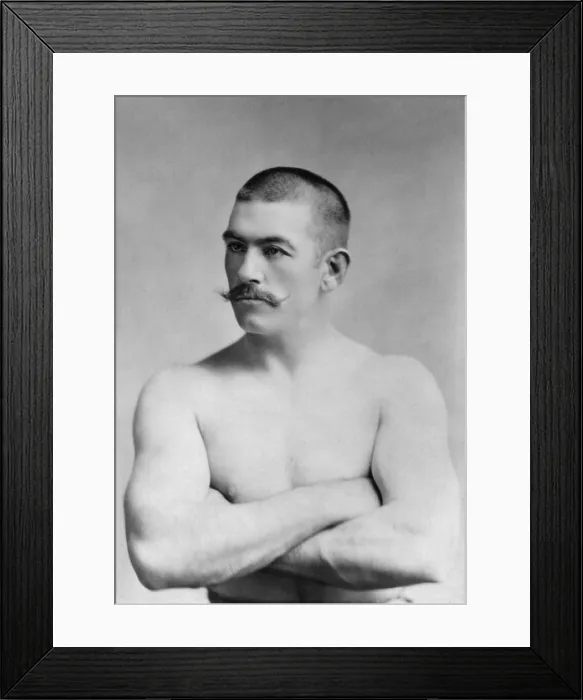 Framed Print : John Lawrence Sullivan, was the last bare-knuckle boxing champion in 1882. He was a first generation Irish American, born in Bostons South End in 1858 (BSLOC_2018_4_133)