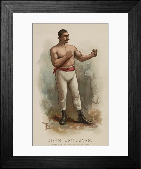 Framed Print : John Lawrence Sullivan, the bare-knuckle champion in a boxing stance, 1883