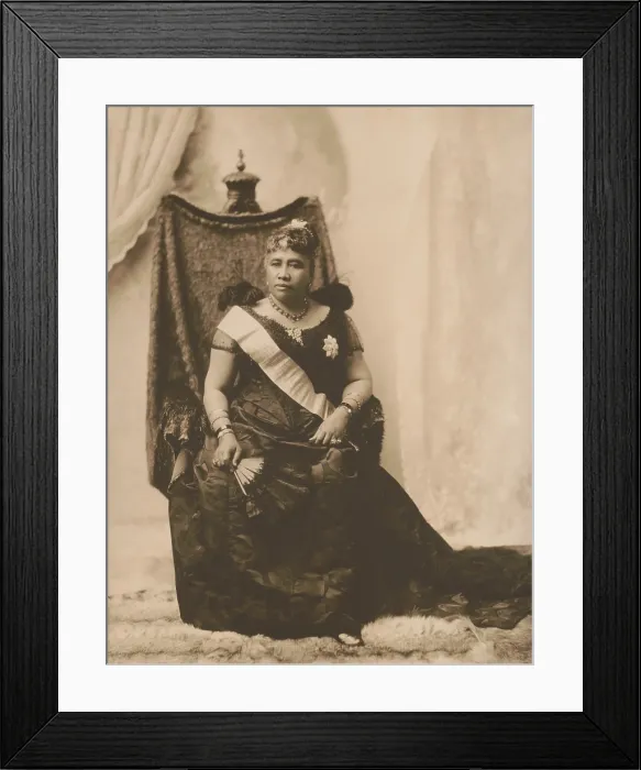 Framed Print : Queen Liliuokalani, last sovereign of the Hawaiian Kamehameha dynasty, 1891. She was deposed in a coup detat on Jan. 17, 1893. Photo by Franz-Otto-Koch (BSLOC_2017_20_60)