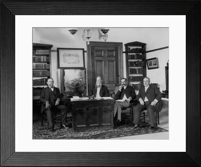 Framed Print : Provisional Government of Hawaii after the overthrow of the 1893 Hawaiian monarchy. The Executive Council, L-R: James A. King, Sanford B Framed Print : Provisional Government of Hawaii after the overthrow of the 1893 Hawaiian monarchy. The Executive Council, L-R: James A. King, Sanford B
