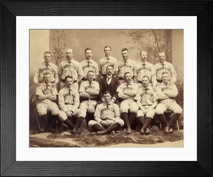 Framed Print : Brooklyn Grays, American Association champions, lost the 1889 World Series to the New York Giants. In 1889, the teams nick name was Brooklyn Bridegrooms (BSLOC_2018_4_122)