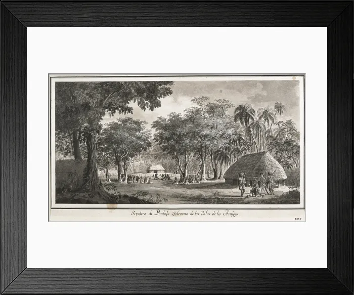 Framed Print : Malaspina expedition. Tonga islands (1793). Sepulcher of Paulajo, a ruler of the islands. Drawing by Fernando Brambila. Drawing. SPAIN. Madrid. America's Museum. - J Framed Print : Malaspina expedition. Tonga islands (1793). Sepulcher of Paulajo, a ruler of the islands. Drawing by Fernando Brambila. Drawing. SPAIN. Madrid. America's Museum. - J