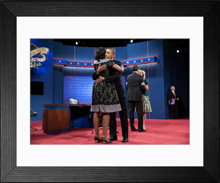 Framed Print : 2012 Presidential nominees are embraced by their wives after the third presidential debate. Oct. 22, 2012 Framed Print : 2012 Presidential nominees are embraced by their wives after the third presidential debate. Oct. 22, 2012