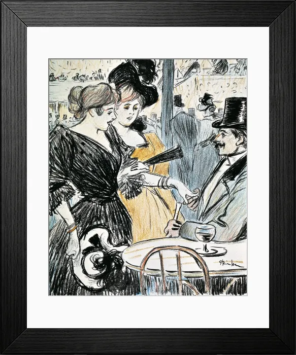Framed Print : STEINLEN, Theophile Alexandre (1859-1923). Cafe With Entertainment. end 19th c. Art Nouveau. Drawing. - BeBa / Iberfoto / Everett Collection (590779)**US SALES ONLY**