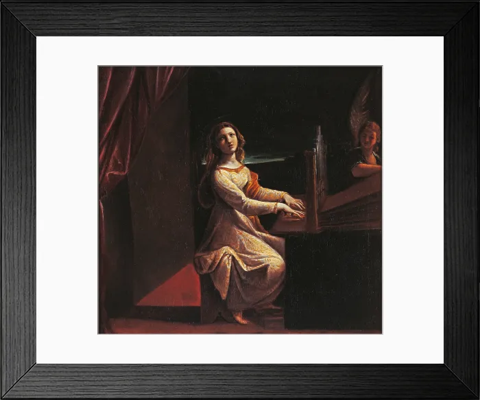 Framed Print : St Cecilia, by Ludovico Carracci, 1603 about, 17th Century, oil on canvas, cm 46, 5 x 49 - Italy, Lazio, Rome, Capitoline Museums. All