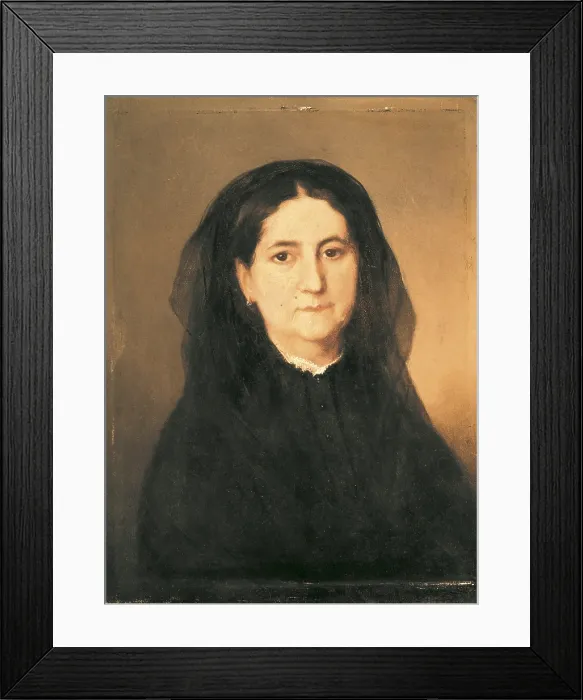Framed Print : FERNAN CABALLERO, Cecilia BOhl de Faber, called (1796-1879). Spanish writer of Romanticism and Realism. Work by CANO DE LA PEnA, Eduardo (1823-1897). Romanticism. Oil on wood