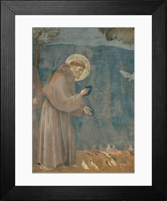 Framed Print : The Preaching to the Birds, by Giotto, 1297 - 1300, 13th Century, fresco, cm 270 x 230 - Italy, Umbria, Perugia, Assisi, Upper Basilica of San Francesco, nave. Detail Framed Print : The Preaching to the Birds, by Giotto, 1297 - 1300, 13th Century, fresco, cm 270 x 230 - Italy, Umbria, Perugia, Assisi, Upper Basilica of San Francesco, nave. Detail