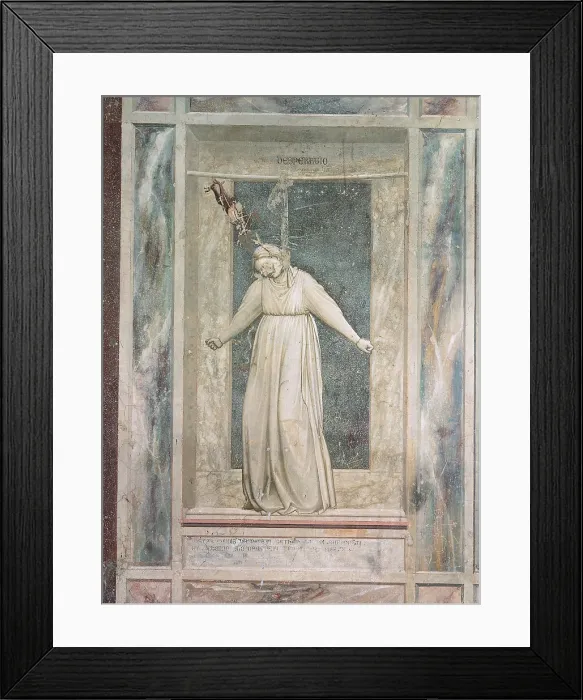 Framed Print : Allegories of Virtues and Vices, by Giotto, 1304 - 1306 about, 14th Century, fresco, cm 120 x 60 - Italy, Veneto, Padua, Scrovegni Chapel
