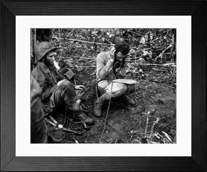 Framed Print : Commanding officer of a Marine battalion communicates with a walkie-talkie'. Lt Framed Print : Commanding officer of a Marine battalion communicates with a walkie-talkie'. Lt