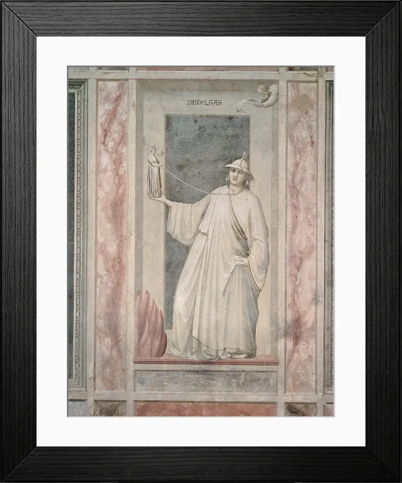 Framed Print : Allegories of Virtues and Vices, by Giotto, 1304 - 1306 about, 14th Century, fresco, cm 120 x 60 - Italy, Veneto, Padua, Scrovegni Chapel
