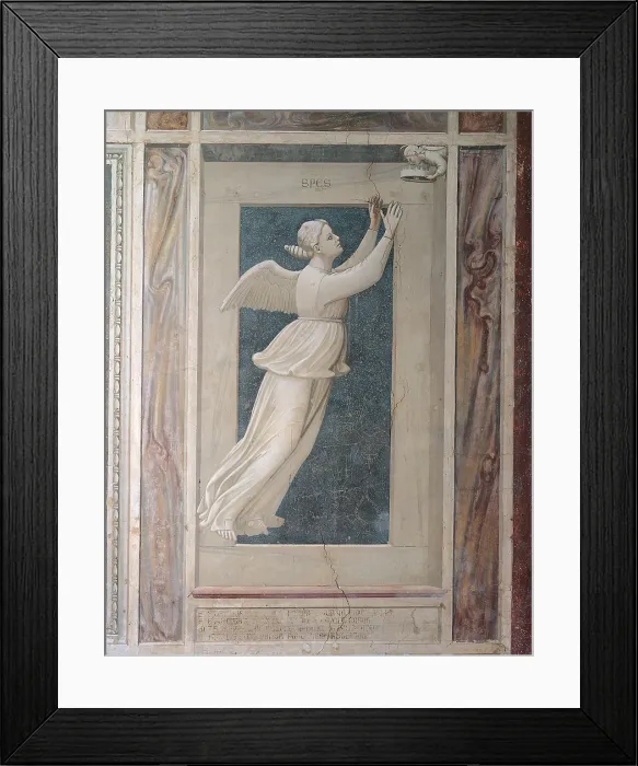 Framed Print : Allegories of Virtues and Vices, by Giotto, 1306 about, 14th Century, fresco, cm 120 x 60 - Italy, Veneto, Padua, Scrovegni Chapel. All