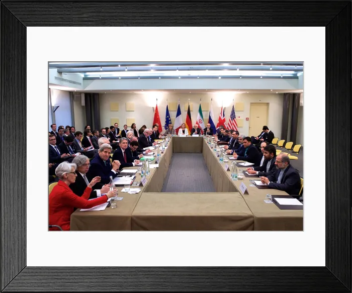 Framed Print : Foreign Ministers and Political Directors from the P5+1 nations and Iranian Minister Javad Zarif Framed Print : Foreign Ministers and Political Directors from the P5+1 nations and Iranian Minister Javad Zarif