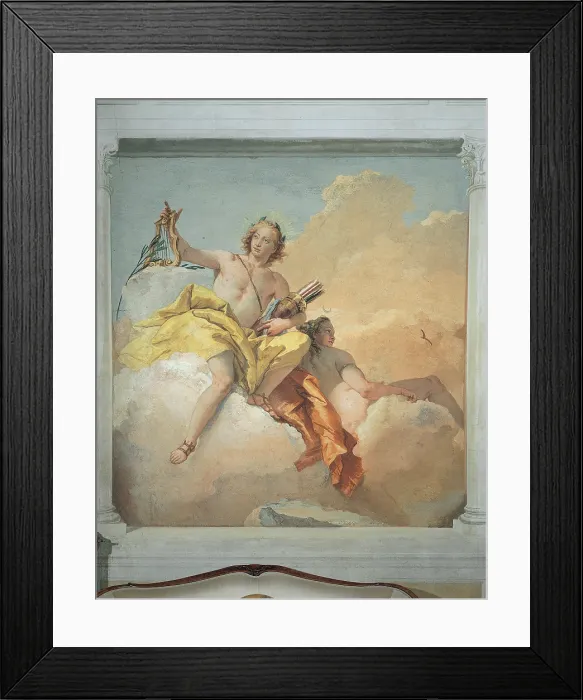 Framed Print : Tiepolo Giambattista, Apollo and Diana, 1757 - 1757, 18th Century, fresco, Italy, Veneto, Vicenza, Villa Valmarana ai Nani