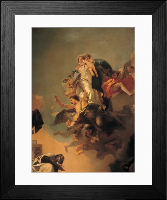Framed Print : Tiepolo Giambattista, Our Lady of Mount Carmel Appearing to St Simon Stock, 1743 - 1749, 18th Century, oil on canvas, Italy, Veneto, Venice, Scuola Grande dei Carmini Framed Print : Tiepolo Giambattista, Our Lady of Mount Carmel Appearing to St Simon Stock, 1743 - 1749, 18th Century, oil on canvas, Italy, Veneto, Venice, Scuola Grande dei Carmini