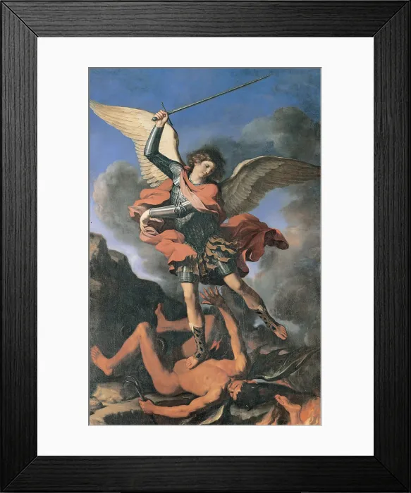 Framed Print : Barbieri Giovan Francesco known as il Guercino, St Michael the Archangel, 1644, 17th Century, canvas, Italy, Marche, Fabriano, Ancona, San Nicola Church