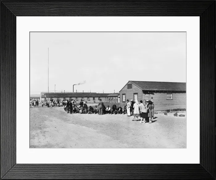 Framed Print : Japanese Americans amid the tar paper barracks of the Tule Lake Relocation Center in Newell, California