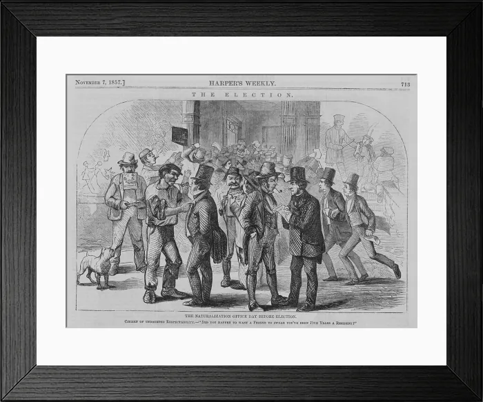 Framed Print : Scene at New York City's naturalization office the day before election Framed Print : Scene at New York City's naturalization office the day before election