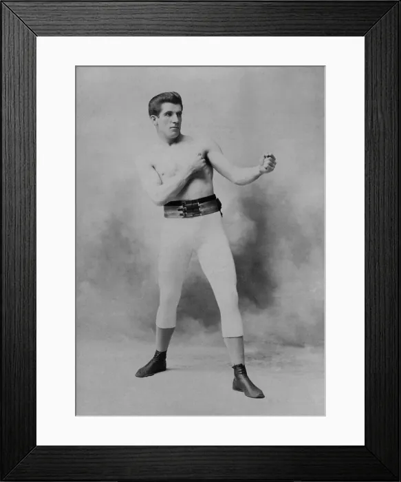 Framed Print : James J. Corbett, Gentleman Jim Corbett, in a boxing stance in 1897. He became famous when he was defeated by John L. Sullivan to win the World Heavyweight Title in 1992 Framed Print : James J. Corbett, Gentleman Jim Corbett, in a boxing stance in 1897. He became famous when he was defeated by John L. Sullivan to win the World Heavyweight Title in 1992