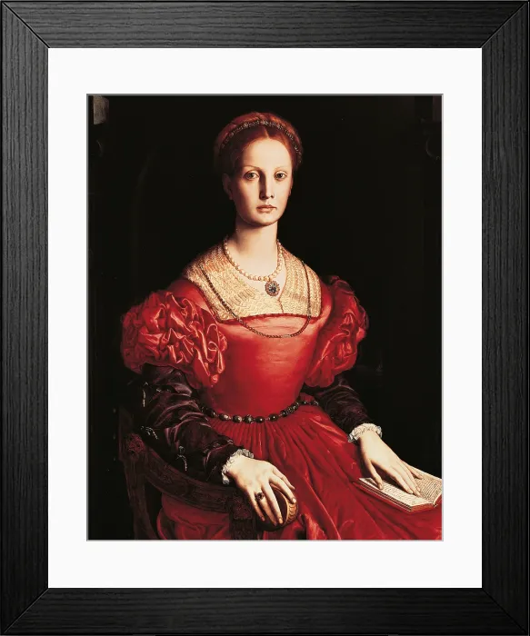 Framed Print : Portrait of Lucrezia Panciatichi, by Angelo (or Agnolo) Allori known as Bronzino, 1540 - 1546 about, 16th Century, oil on panel, cm 102 x 85 - Italy, Tuscany, Florence