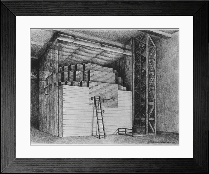 Framed Print : First nuclear reactor at the University of Chicago achieved the first self-sustaining chain reaction. December 2, 1942