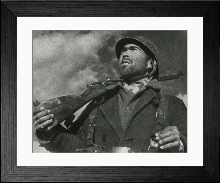 Framed Print : On the Guadalajara front, a soldier looks out for airplanes. It is not known for which side he fought. April 1937. Spanish Civil War, 1936-1939. (BSLOC_2014_7_40)