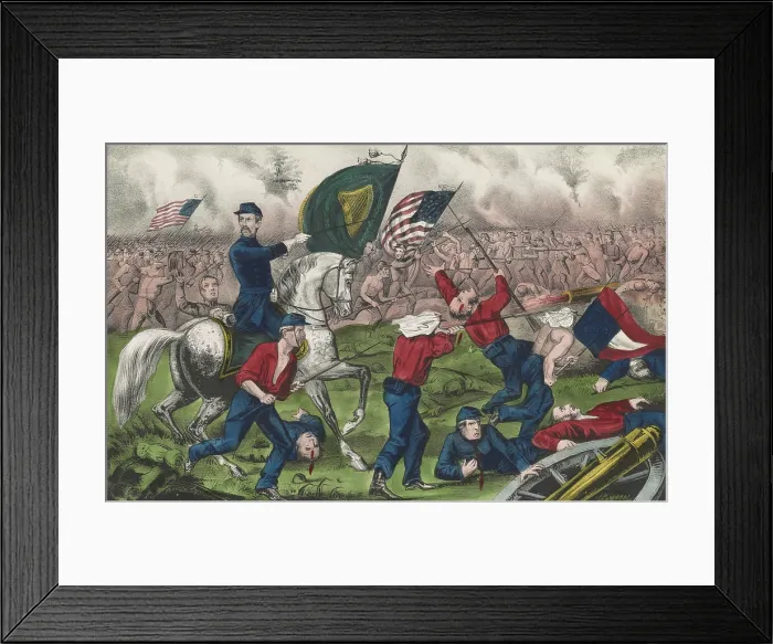 Framed Print : First Battle of Bull Run, (First Manassas), July 21, 1861. Col. Michael Corcoran, leading a charge on Confederate batteries. Later in the battle, Corcoran was taken prisoner