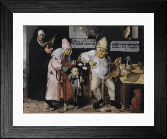 Framed Print : Bosch, Hieronymus Van Aeken, called (1450-1516). The bellows repairer. Flemish art. Oil. BELGIUM. Tournai. Fine Arts Museum