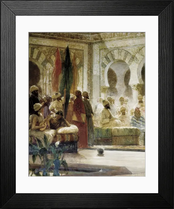 Framed Print : BAIXERAS i VERDAGUER, Dionis (1862-1943). Abd al-Rahman III Receiving the Ambassador. 1885. Reception of the caliph to an Ambassador of Emperor Otto I, the monk John of Gorze