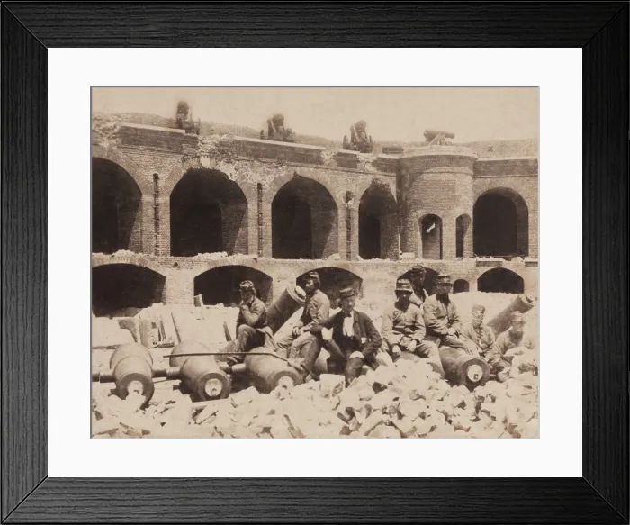 Framed Print : Confederate officials and soldiers in Fort Sumter after its surrender by the Union garrison on April 14, 1861. The background are the Northwest casements (BSLOC_2018_6_116) Framed Print : Confederate officials and soldiers in Fort Sumter after its surrender by the Union garrison on April 14, 1861. The background are the Northwest casements (BSLOC_2018_6_116)