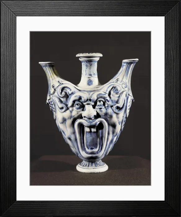Framed Print : Medici porcelain. Three grotesque-style spouts. Renaissance art. Cinquecento. China  /  Porcelain. FRANCE. Svres. Sevres National Museum for Ceramics