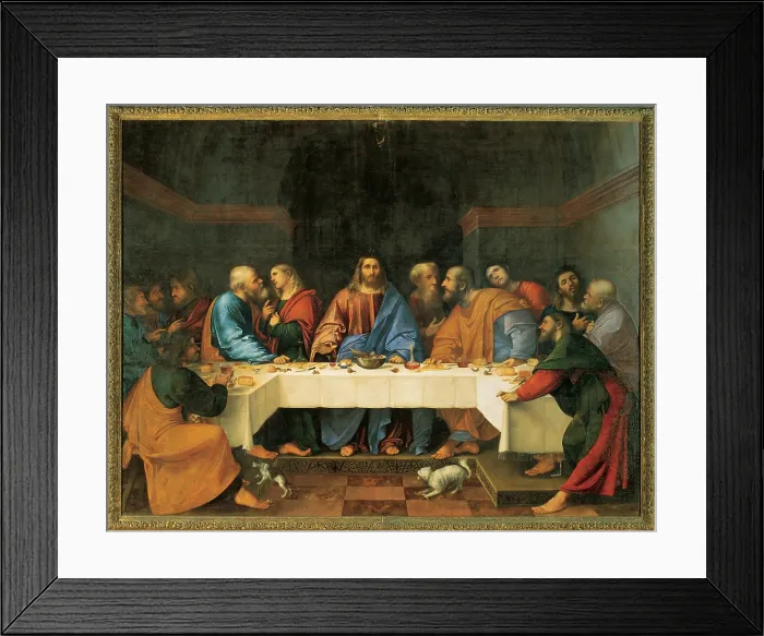 Framed Print : Romani Girolamo known as Romanino, Supper in the House of (Simon) the Pharisee, 1521 - 1524, 16th Century, oil on canvas, Italy, Lombardy, Brescia