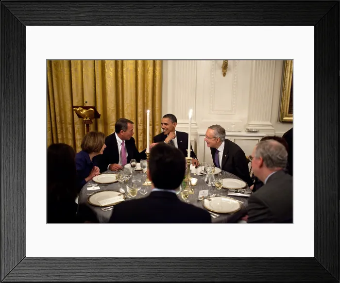 Framed Print : President Barack Obama's table at a dinner with chairmen and ranking members of Congress