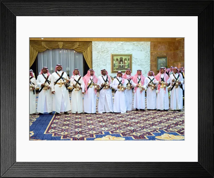 Framed Print : Serving attendants at a traditional coffee ceremony at the Erqa Royal Palace in Riyadh, Saudi Arabia. President Obama, First Lady Michelle Obama, Sec