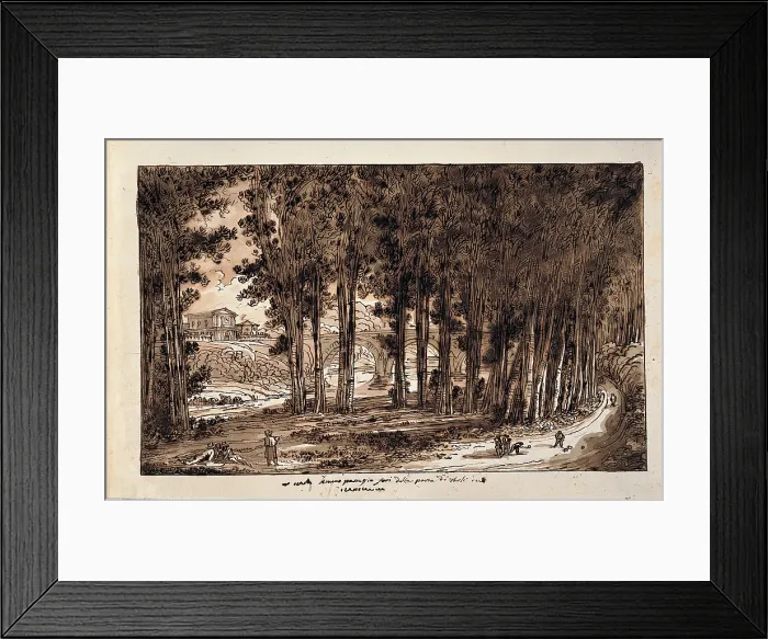 Framed Print : Giani Felice, View outside, Forl, 1813 - 1814, 19th Century, pen, watercolored brown ink, traces of pencil, Italy, Emilia Romagna, Bologna, National Gallery of Art