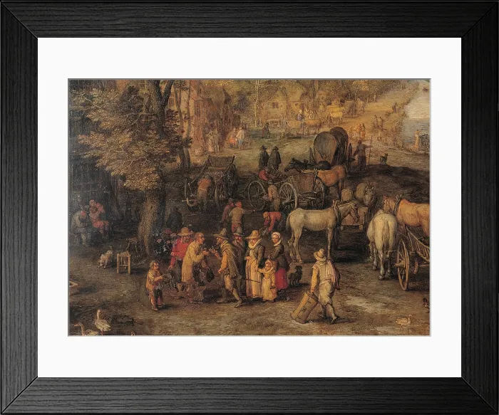 Framed Print : Bruegel Jan the Elder known as Velvet Bruegel, Village, 17th Century, oil on copper, Italy, Lombardy, Milan, Brera Art Gallery