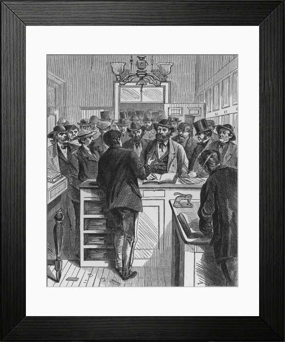 Framed Print : Securing Certificates of Naturalization, 1868 at New York City Hall, weeks prior to the National elections that elected U.S. Grant to the presidency Framed Print : Securing Certificates of Naturalization, 1868 at New York City Hall, weeks prior to the National elections that elected U.S. Grant to the presidency