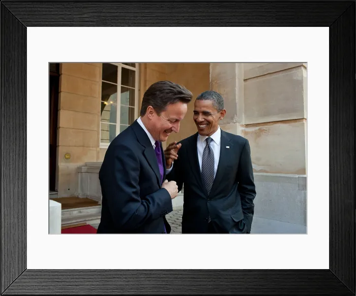Framed Print : President Obama talks with British Prime Minister David Cameron at Lancaster House in London. May 25, 2011. (BSLOC_2015_13_200)