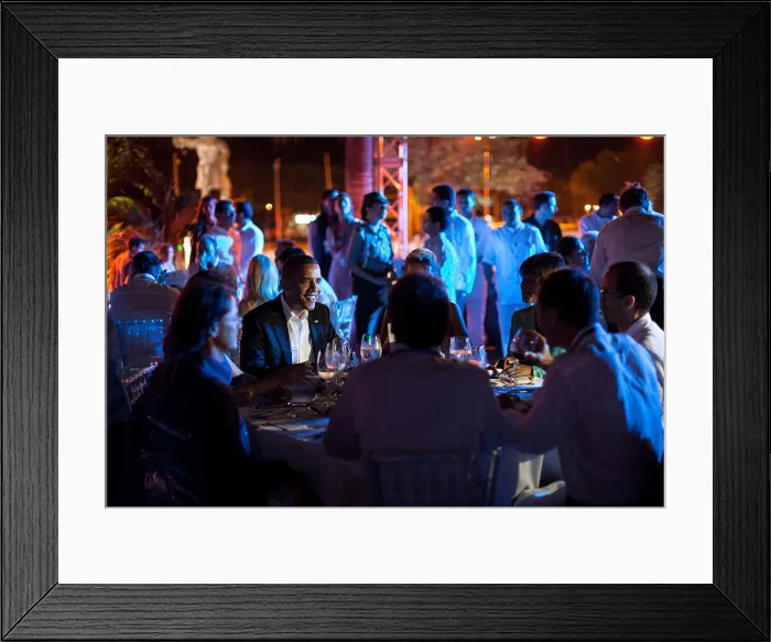 Framed Print : President Barack Obama attends a Summit of the Americas Leaders Dinner, Cartagena, Colombia. April 13, 2012 (BSLOC_2015_13_206) Framed Print : President Barack Obama attends a Summit of the Americas Leaders Dinner, Cartagena, Colombia. April 13, 2012 (BSLOC_2015_13_206)