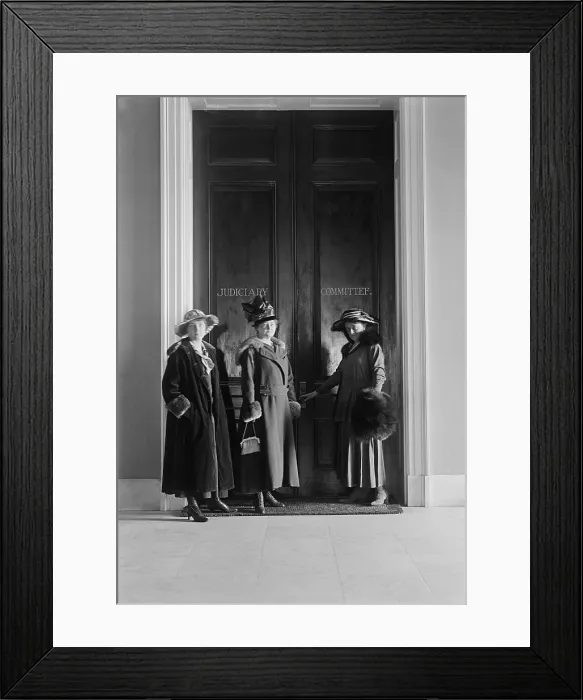 Framed Print : Women suffragists at the doors of the House Judiciary Committee in the House Office Building. 1916