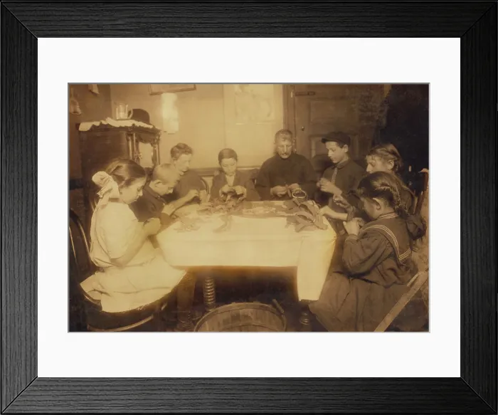 Framed Print : A Jewish family of Adolph Weiss and neighbors worked until late at night making garters several nights in the week. The youngest children worked until 9 P.M