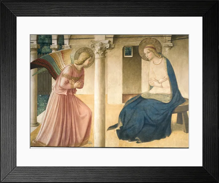 Framed Print : The Annunciation, by Guido di Pietro (Piero) known as Beato Angelico, 1438 - 1446 about, 15th Century, fresco, cm 230 x 321 - Italy, Lombardy, Milan