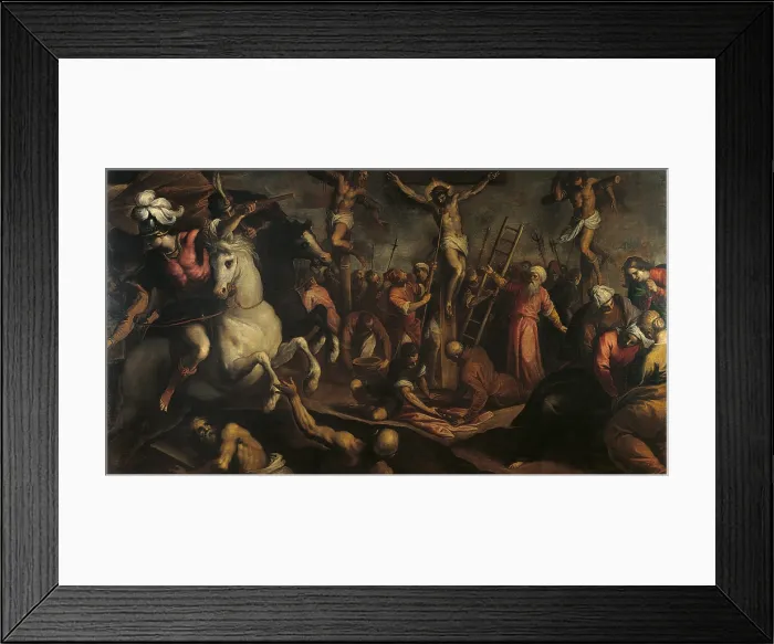 Framed Print : Crucifixion, by Jacopo Negretti known as Palma the Younger, 1595 about, 16th Century, canvas, cm 214 x 393 - Italy, Emilia Romagna, Bologna, National Picture Gallery. All