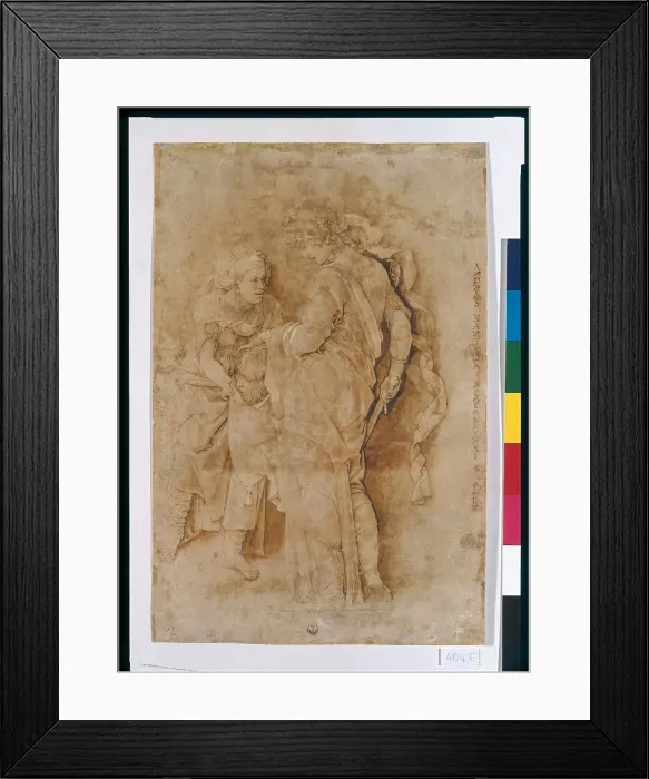 Framed Print : Judith with the Head of Holofernes, by Mantegna Andrea, 15th Century, 1491, pen, brown watercolor, white lead highlights on paper, cm 388 x 258 - Italy, Tuscany, Florence
