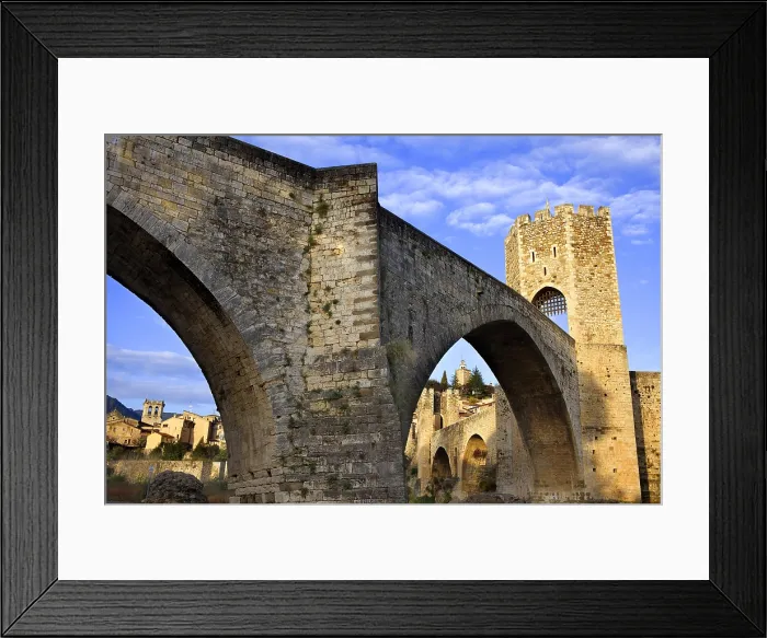 Framed Print : SPAIN. Besalu. Romanesque bridge over the Fluvi river. Romanesque art. - Lucas Vallecillos / Iberfoto / Everett Collection (592818)**US SALES ONLY**