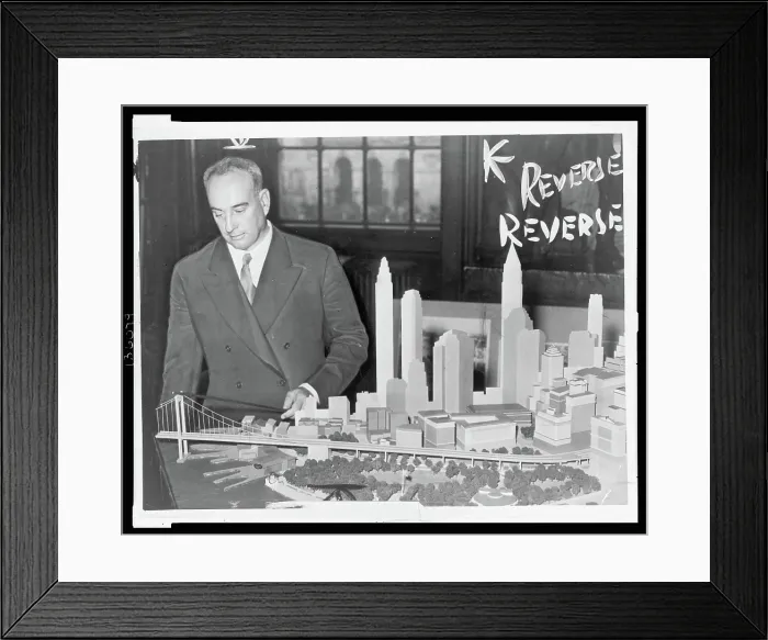 Framed Print : CITIZEN JANE: BATTLE FOR THE CITY, Robert Moses, with a model of the Battery Bridge (1939), 2016. ph: C.M. Steiglitz. Sundance Selects / courtesy Everett Collection