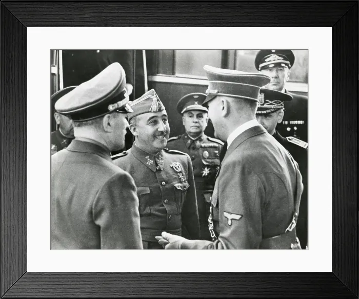 Framed Print : Spanish Fascist dictator Francisco Franco and Adolf Hitler meet for the first time, Oct. 23, 1940